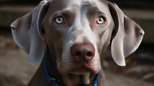 Un perro con ojos azules y ojos azules.
