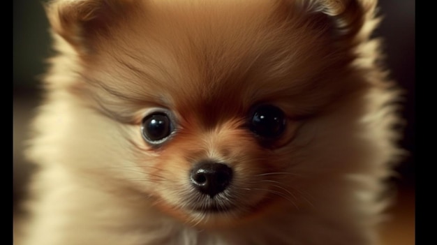 Un perro con ojos grandes está mirando a la cámara.