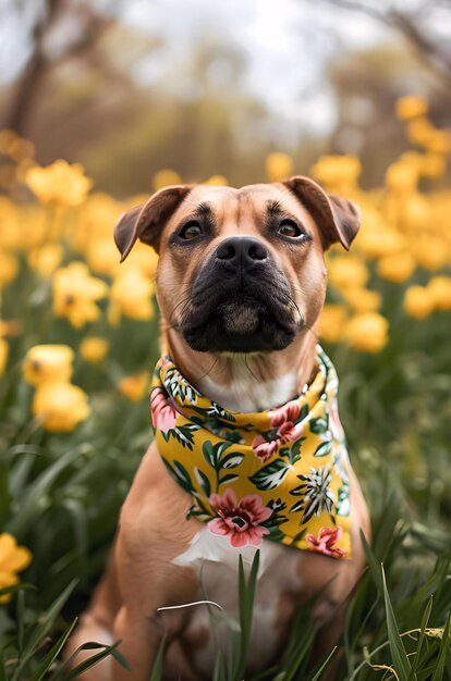 perro en el parque perro en el jardín perro con flor