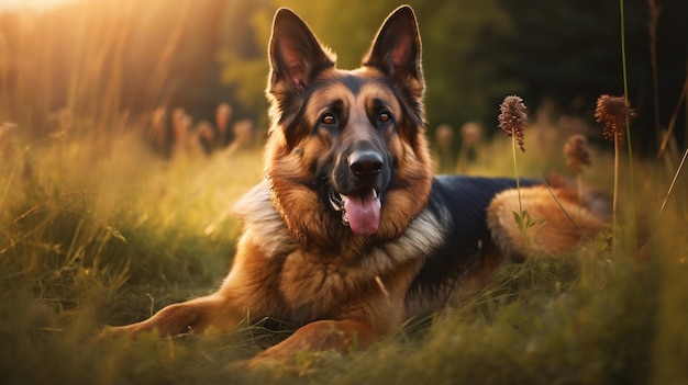 Perro pastor alemán guardián leal con IA generativa