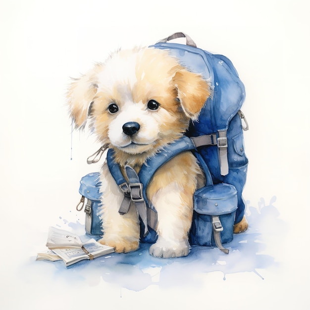 Perro de peluche lindo con mochila Inteligencia Artificial Generativa