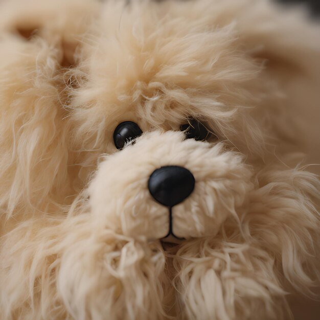 Foto un perro de peluche con nariz negra y una nariz negra