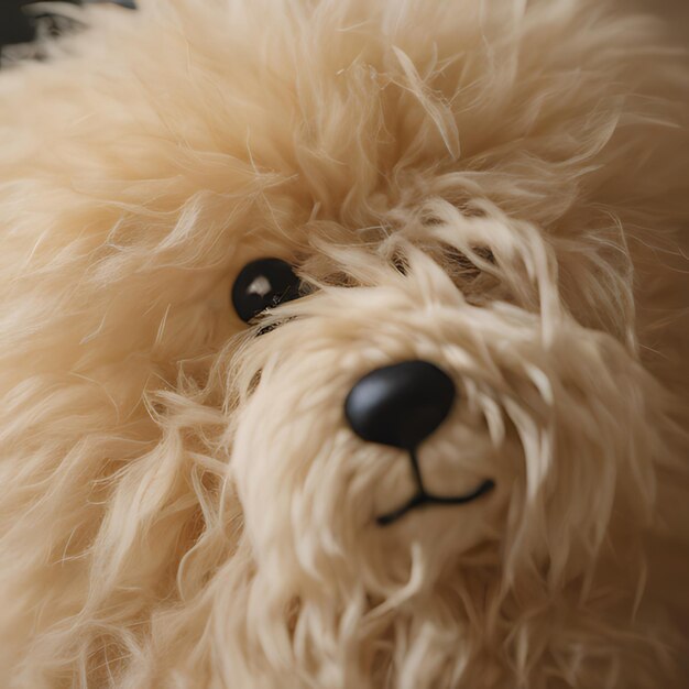 un perro de peluche con nariz negra y una nariz negra