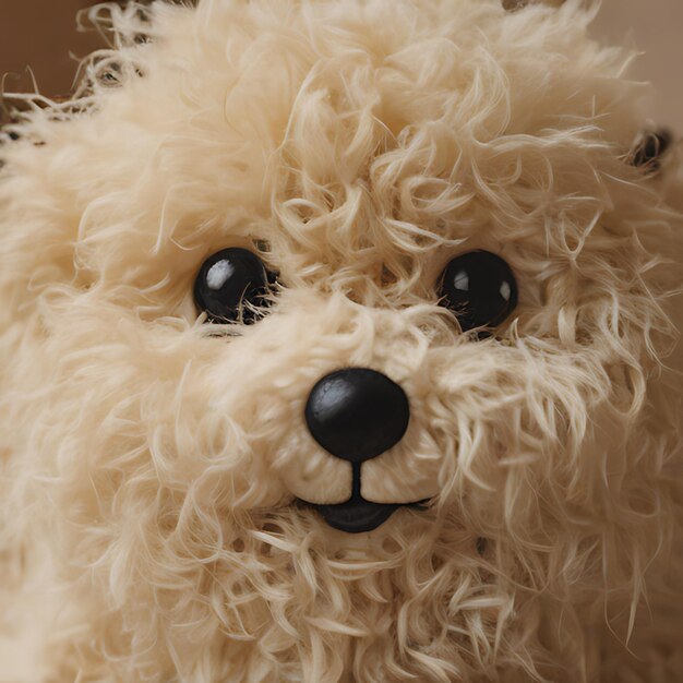 Foto un perro de peluche con nariz negra y una nariz negra