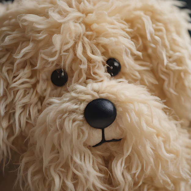 Foto un perro de peluche con nariz negra y una nariz negra