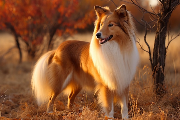 un perro de pie en un campo