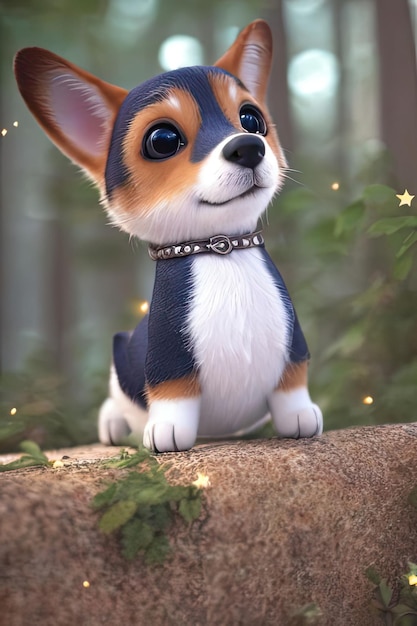 Perro de pie en estilo 3D IA generativa