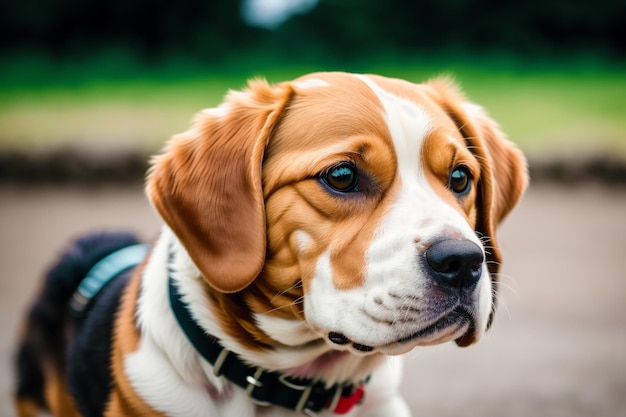 Un perro con una placa que dice 'soy un perro'