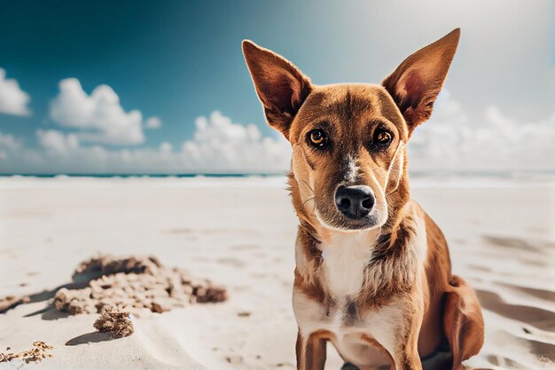 Perro en la playagenerativo ai