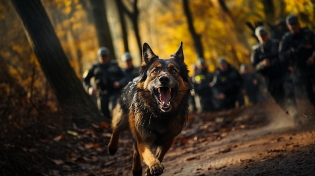 Perro policía entrenado para operaciones especiales