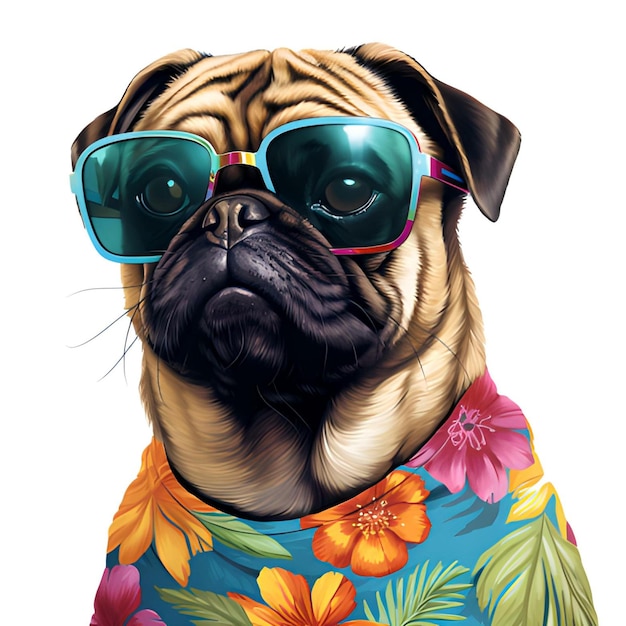 perro pug con gafas de sol