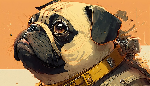 Perro Pug Ilustración creativa Ai Generar