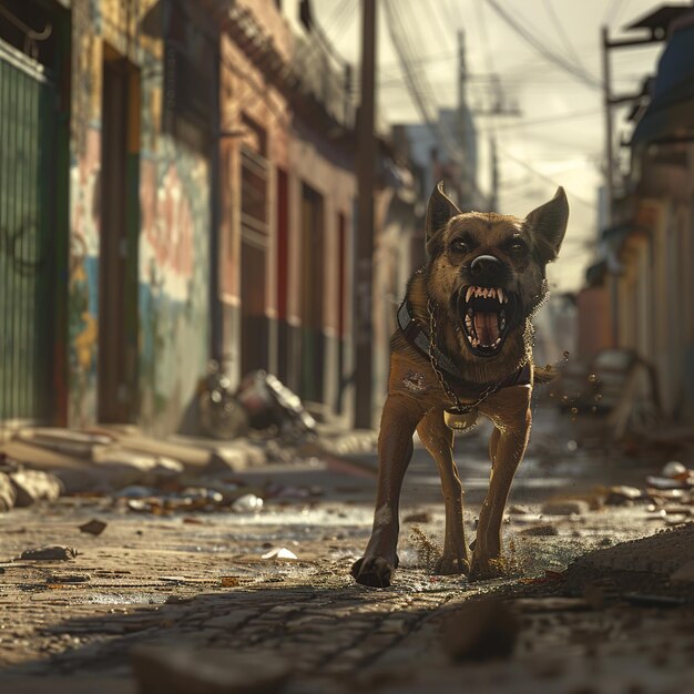 un perro que está de pie en la calle