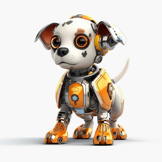 Un perro que lleva un casco de robot.