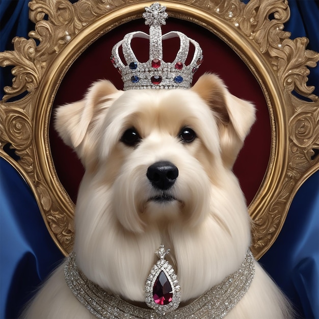 Foto un perro que lleva una corona con un diamante
