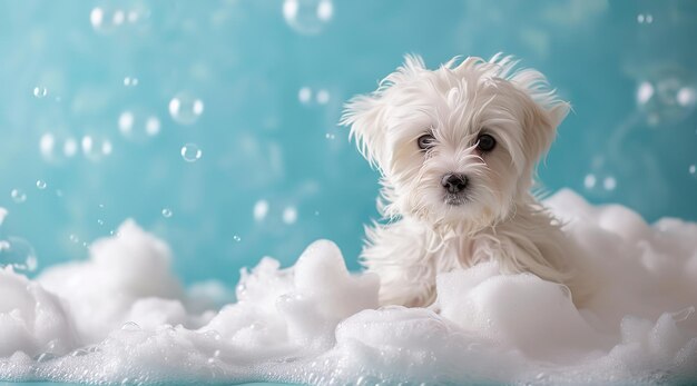 Foto un perro que está sentado en el agua