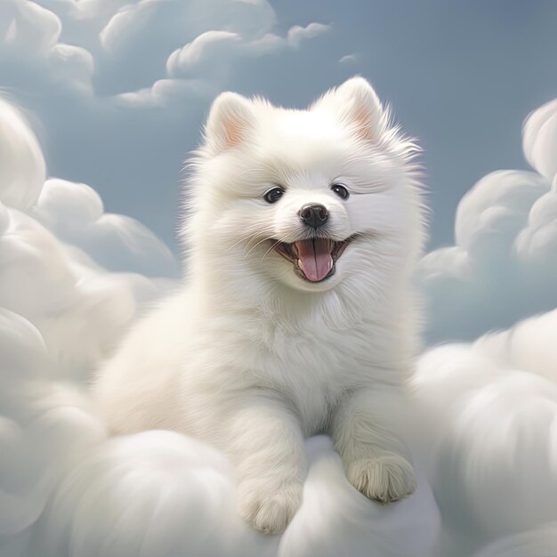 Foto un perro que está sentado en las nubes