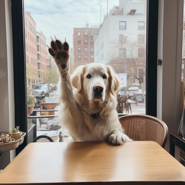 Un perro quiere pedir su comida