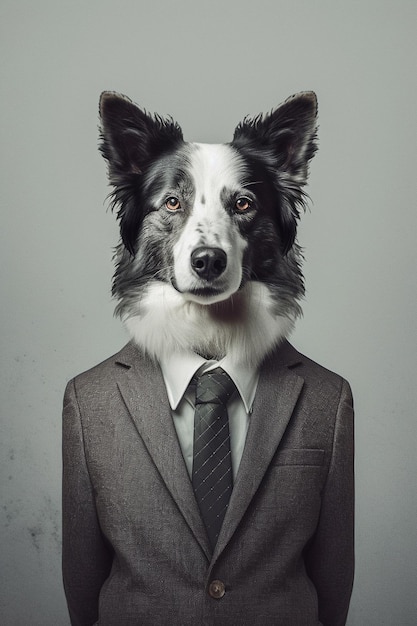 Perro de raza Border Collie con traje Perro de raza con traje