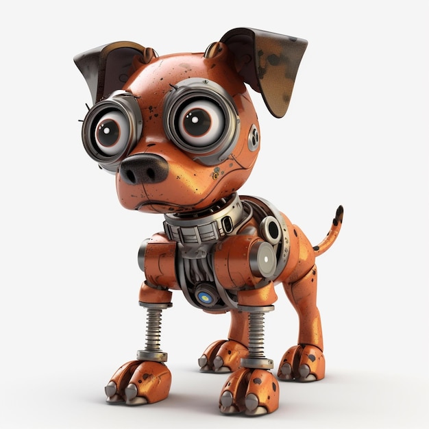 Perro robot 3d con cara de robot y cara de robot