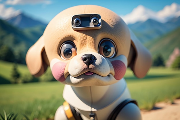 Perro robot AI robot inteligente fondo de pantalla ilustración de fondo mascota electrónica nueva tecnología
