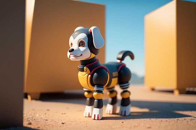 Foto perro robot ai robot inteligente papel tapiz de fondo ilustración de fondo mascota electrónica nueva tecnología