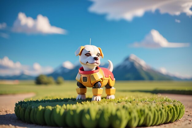 Perro robot AI robot inteligente papel tapiz de fondo ilustración de fondo mascota electrónica nueva tecnología