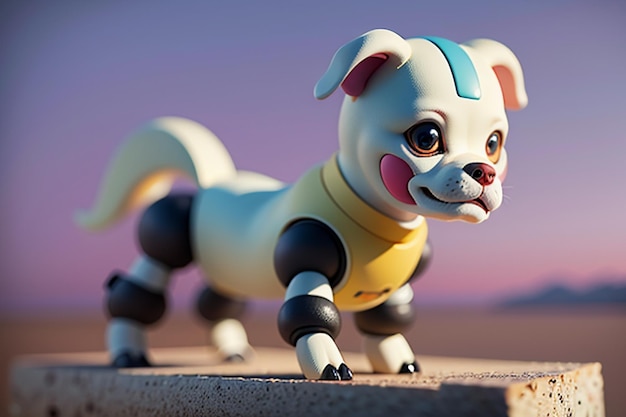 Perro robot AI robot inteligente papel tapiz de fondo ilustración de fondo mascota electrónica nueva tecnología