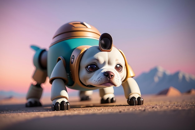 Foto perro robot ai robot inteligente papel tapiz de fondo ilustración de fondo mascota electrónica nueva tecnología