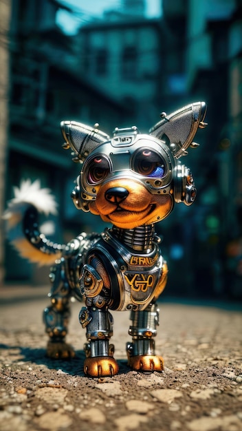 Un perro robot con cara de robot