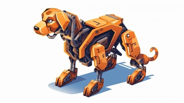 Un perro robot con la palabra robot en él