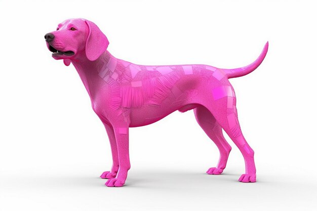 perro rosa con un perro rosa en el frente.