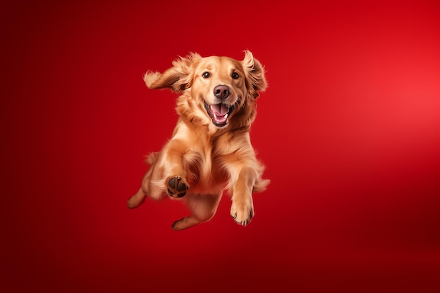 Foto un perro saltando en el aire.