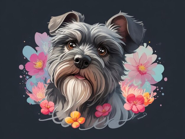 Foto un perro schnauzer de cara hermosa