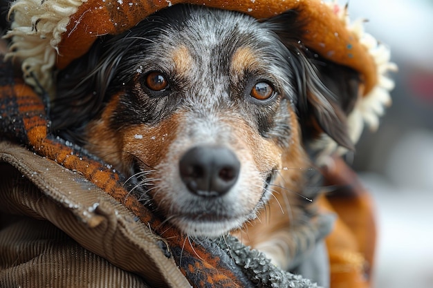 Perro con sombrero de cerca