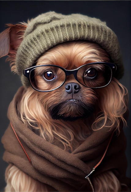 Foto un perro con sombrero y gafas.