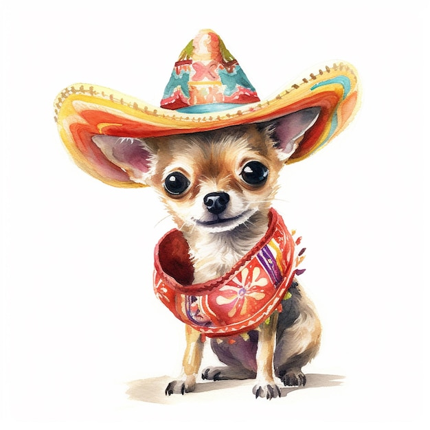 Un perro con un sombrero y un sombrero.