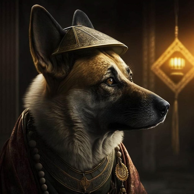 Un perro con un sombrero con el título 'perro'