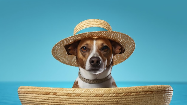 Foto perro con sombrero