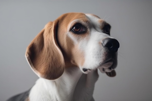 El perro sonriente Beagle más hermoso aislado en blanco IA generativa