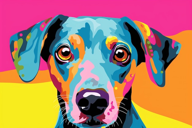 perro sorprendido en el estilo pop art estilo Andy Warhol