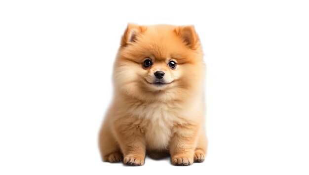 Foto el perro spitz de pomerania está aislado en un fondo blanco