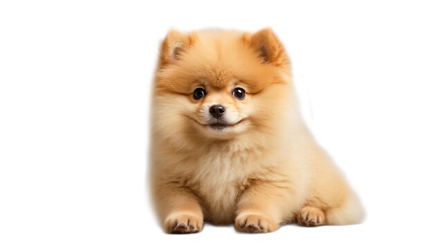 Foto el perro spitz de pomerania está aislado en un fondo blanco