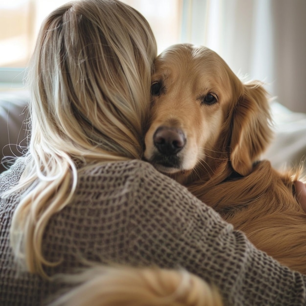 Foto perro con su dueño