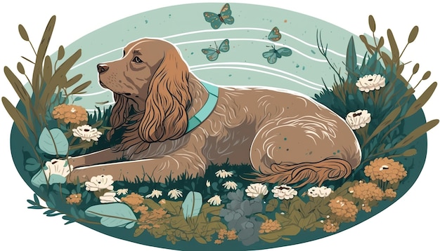 Perro Sussex Spaniel Ilustración creativa Ai Generar