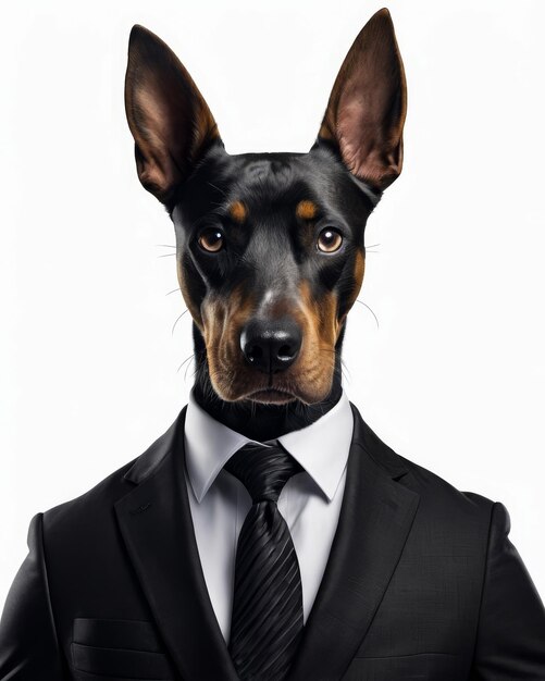 Foto perro con traje y corbata