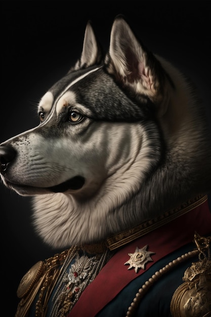 Un perro con traje del imperio ruso.