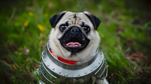 perro vestido como un caballero en el fondo de la hierba