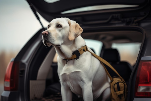 Perro viaje de vuelta en coche Seguridad familiar Generar Ai