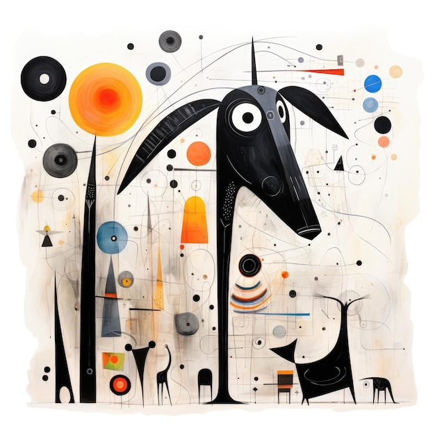 perros cachorro abstractas caricatura surrealistas juguetón pintura ilustración tatuajes geometría modernas